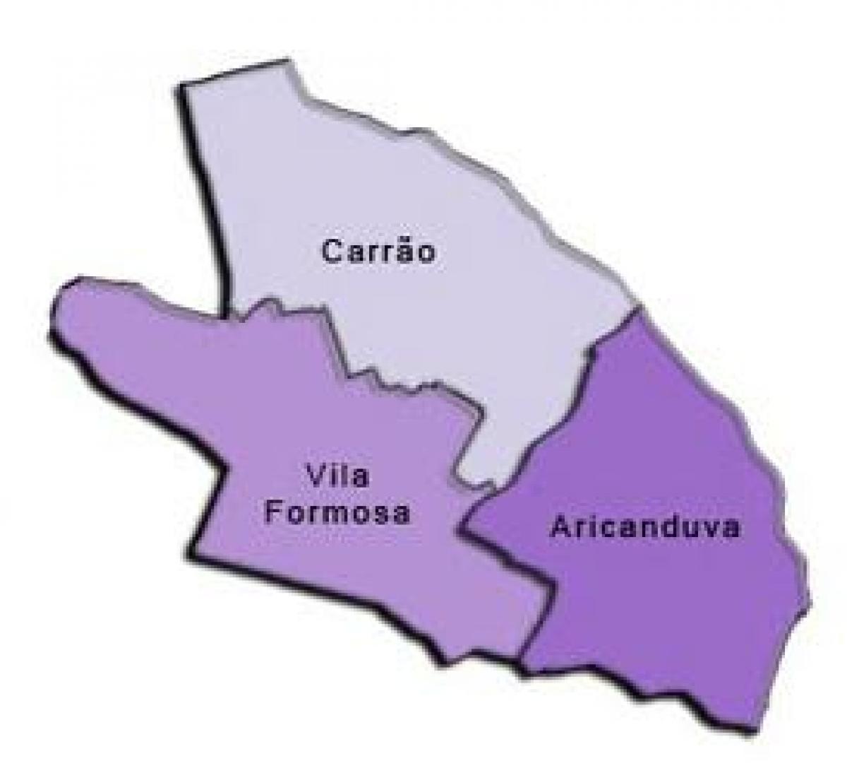 Kart over Aricanduva-Vila Formosa sub-prefecture