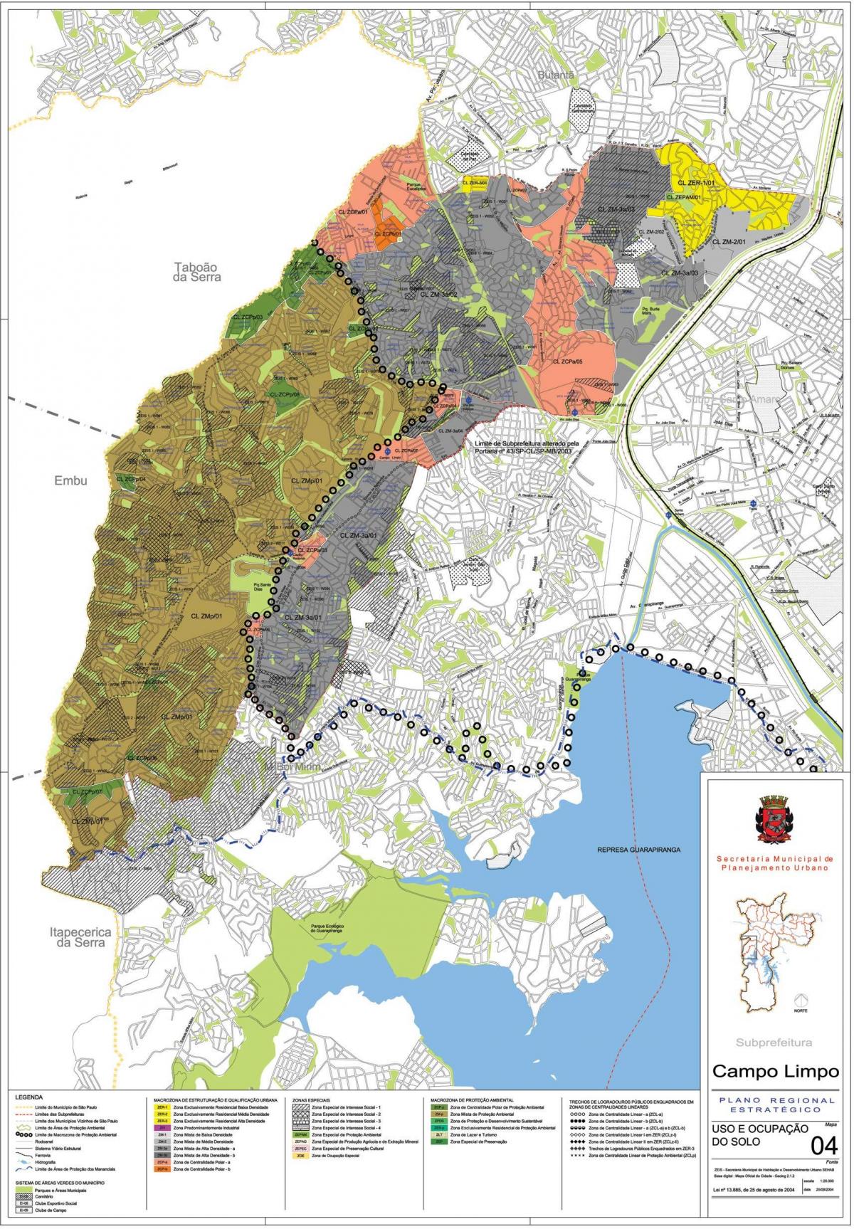 Kart av Campo Limpo São Paulo - Okkupasjon av jord