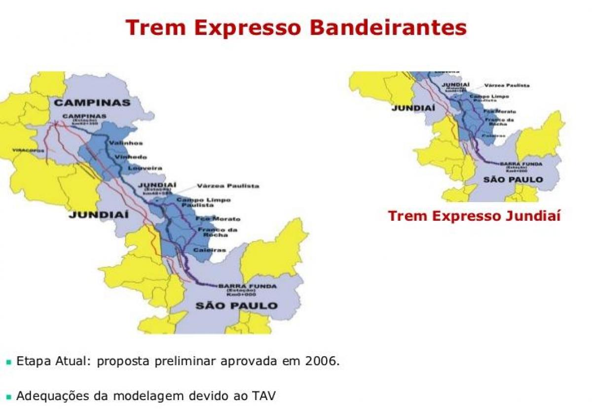 Kart av São Paulo Expresso Bandeirantes