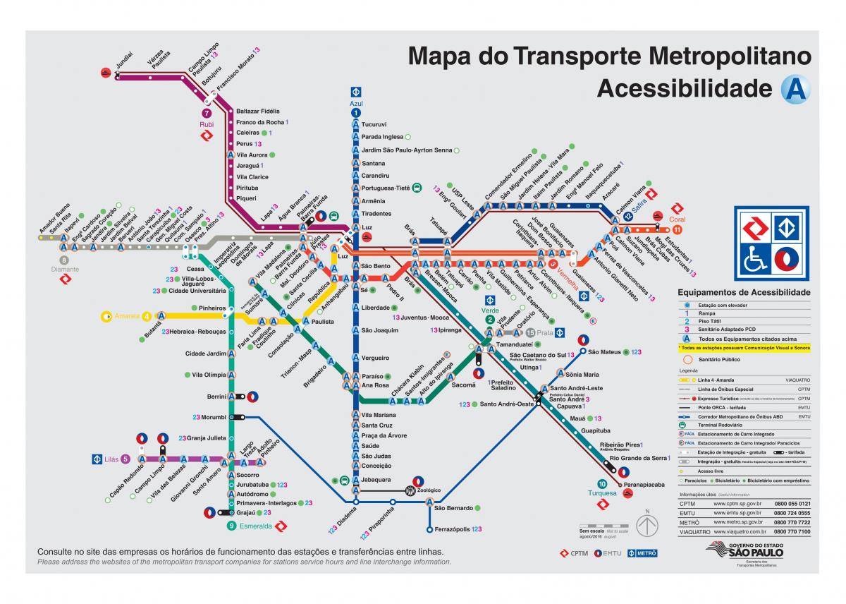 Kart av transport Sao Paulo - Tilgang for funksjonshemmede