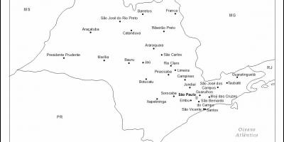 Kart av São Paulo virgin - største byer