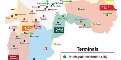 Kart av terminaler buss av São Paulo