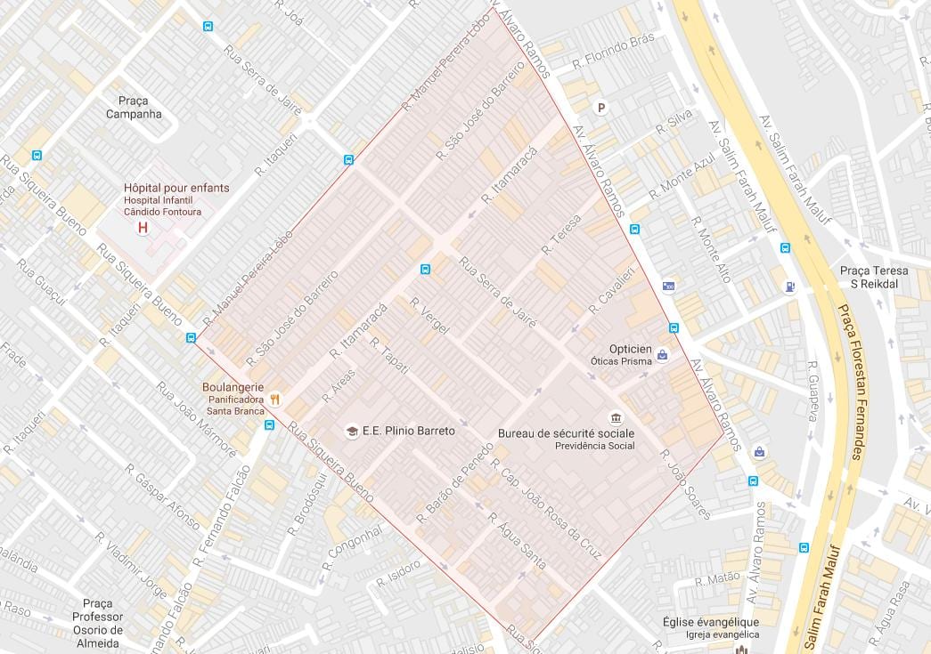 Kart over Água Rasa São Paulo