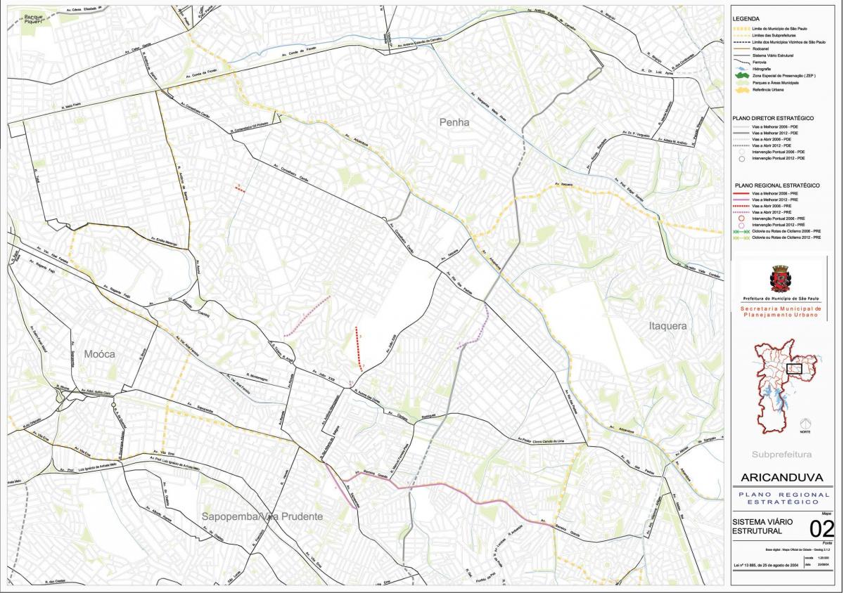 Kart over Aricanduva-Vila Formosa-São Paulo - Veier