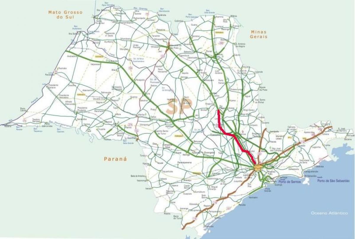 Kart over Bandeirantes highway - SP 348