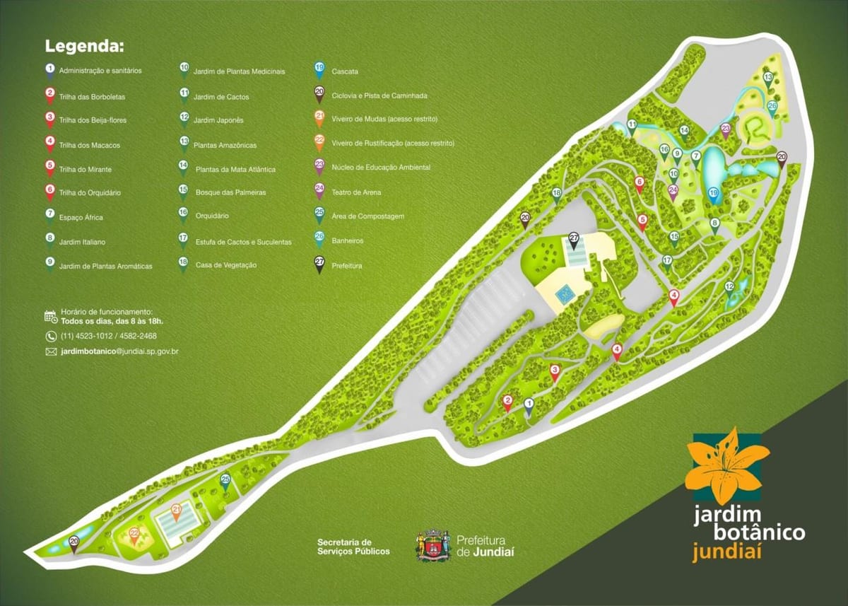 Kart av botanisk hage Jundiaí