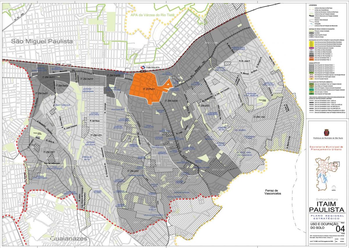 Kart over bydelen itaim Paulista - Vila Curuçá São Paulo - Okkupasjon av jord