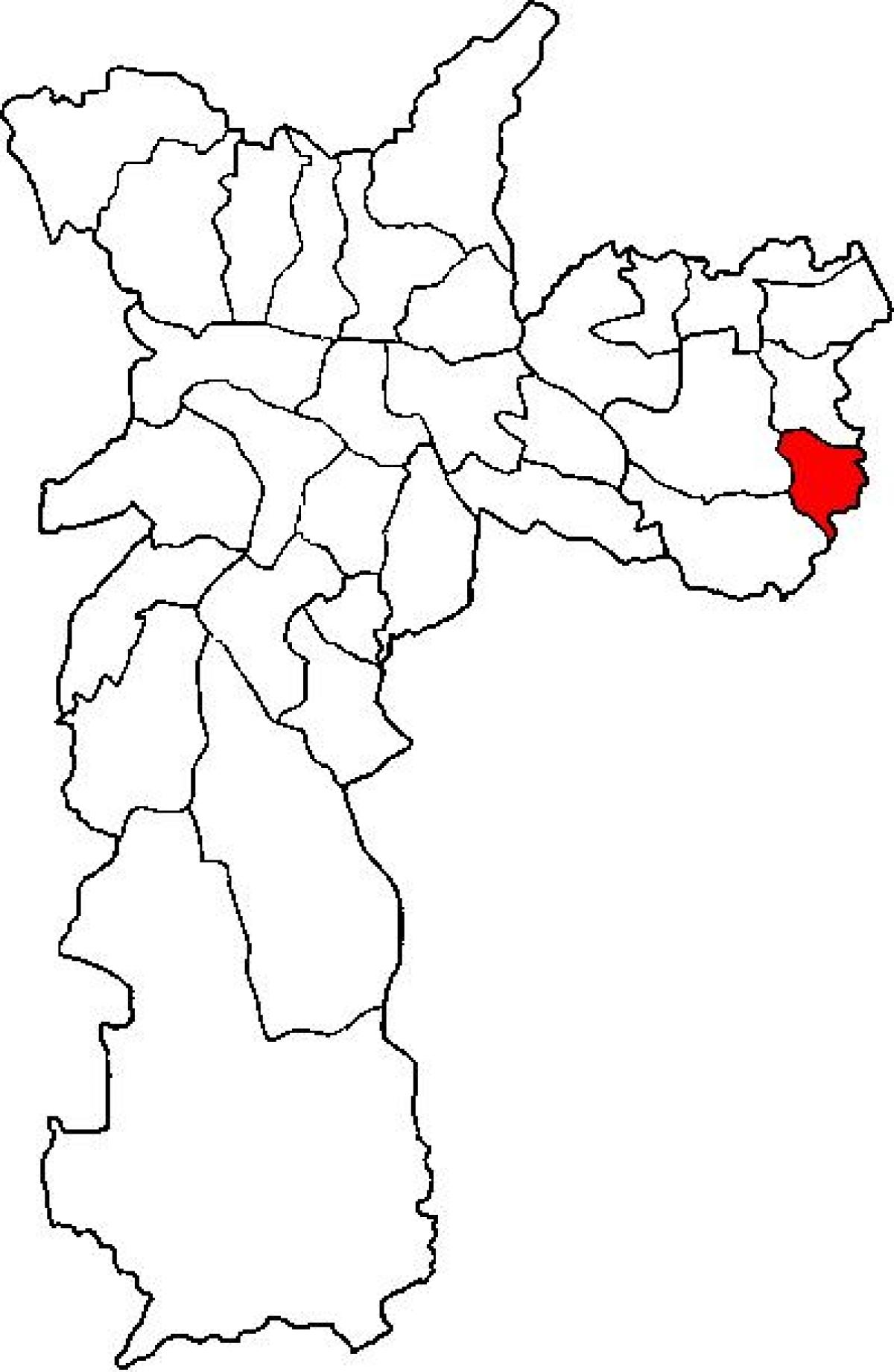 Kart over Cidade Tiradentes-distriktet