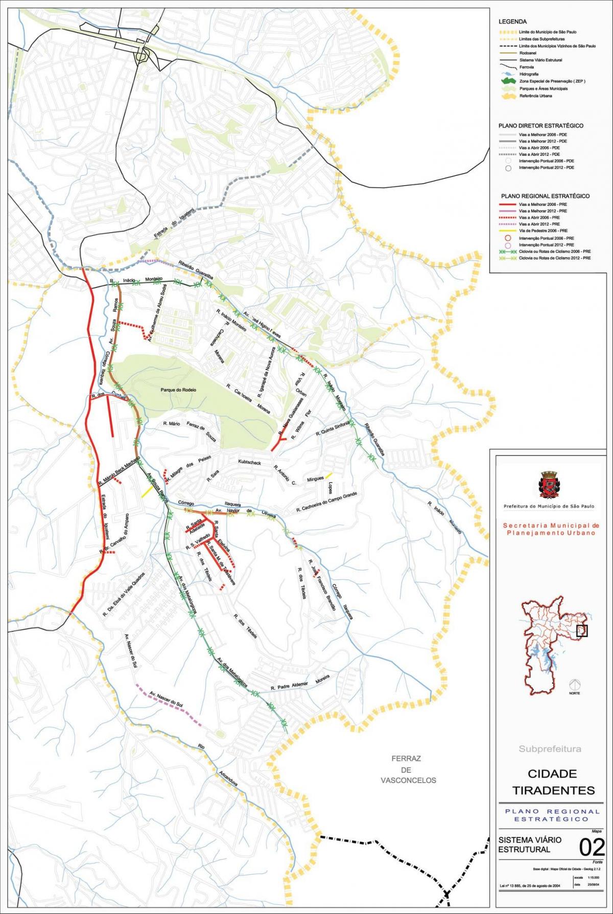 Kart over Cidade Tiradentes-São Paulo - Veier