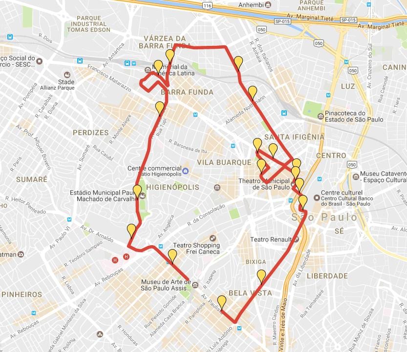 Kart over Corrida Internasjonale São Silvestre