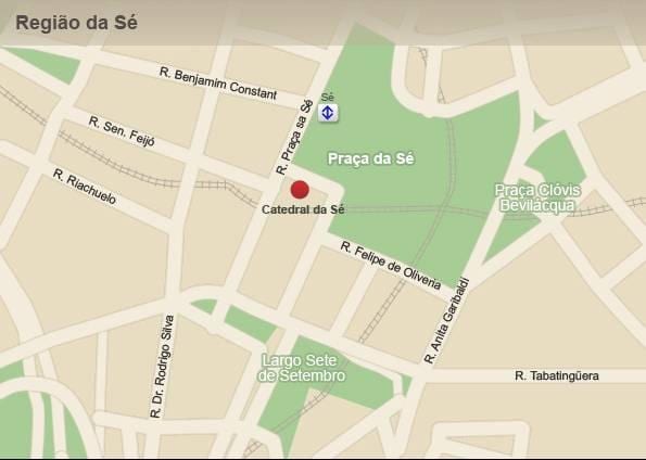 Kart av den metropolitanske katedralen i São Paulo