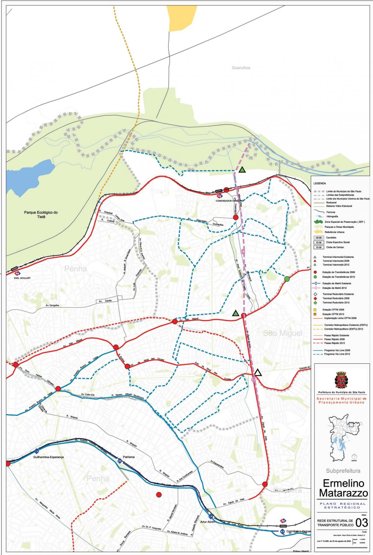 Kart over Ermelino Matarazzo São Paulo - Offentlig transport