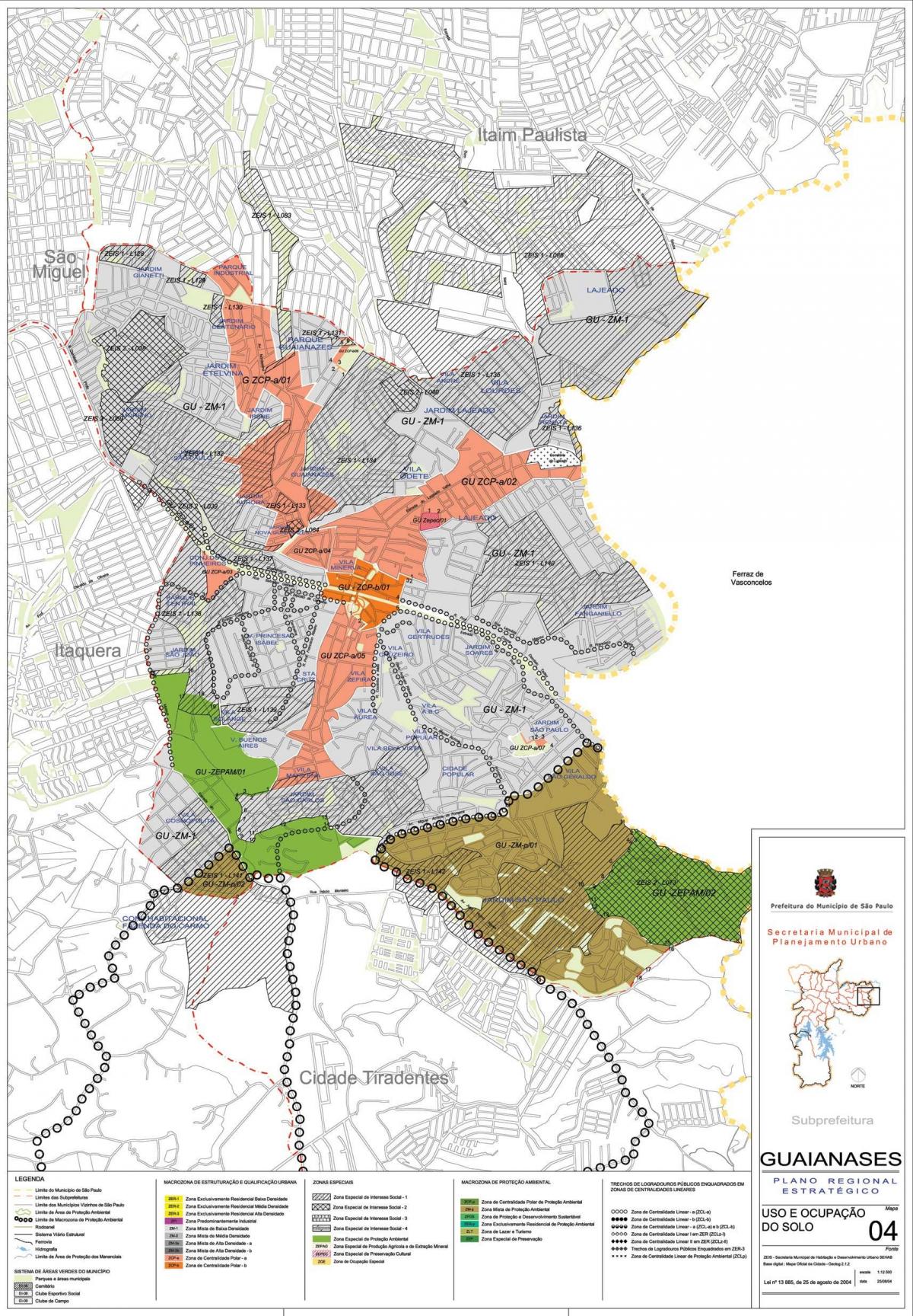 Kart over Guaianases São Paulo - Okkupasjon av jord
