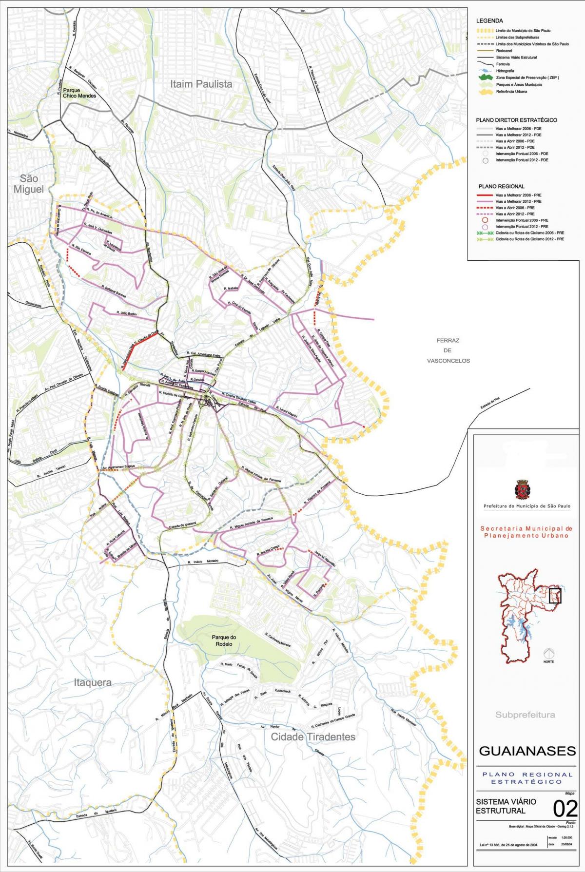 Kart over Guaianases São Paulo - Veier
