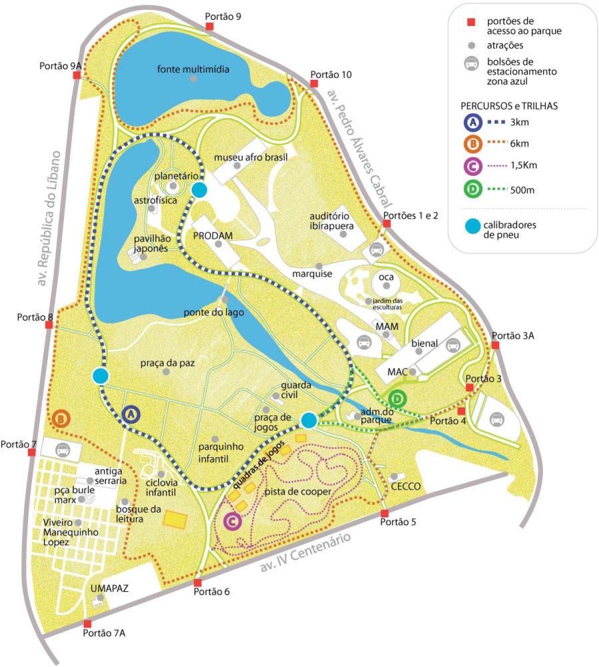 Kart av Ibirapuera park