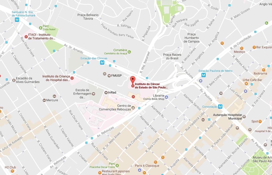 Kart av Institutt for Kreft i São Paulo