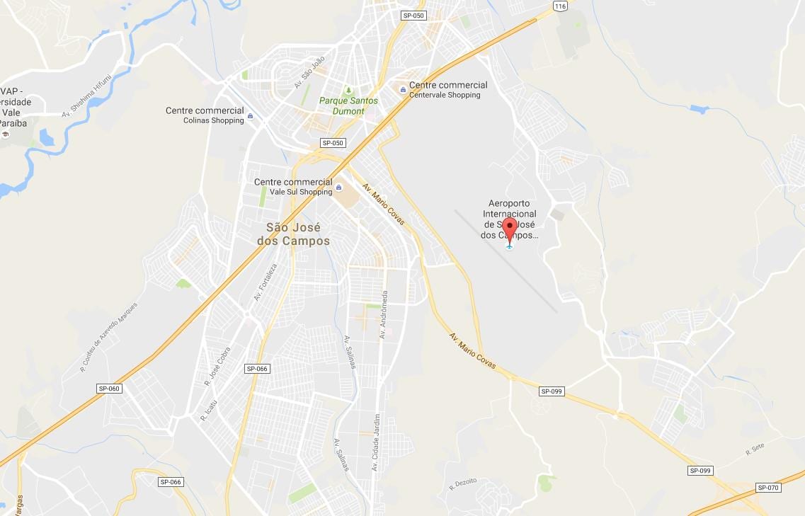 Kart av internasjonale flyplassen i São José dos Campos