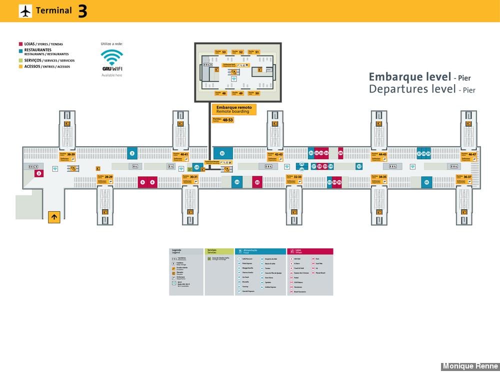 Kart av international airport-São Paulo-Guarulhos - Terminal 3