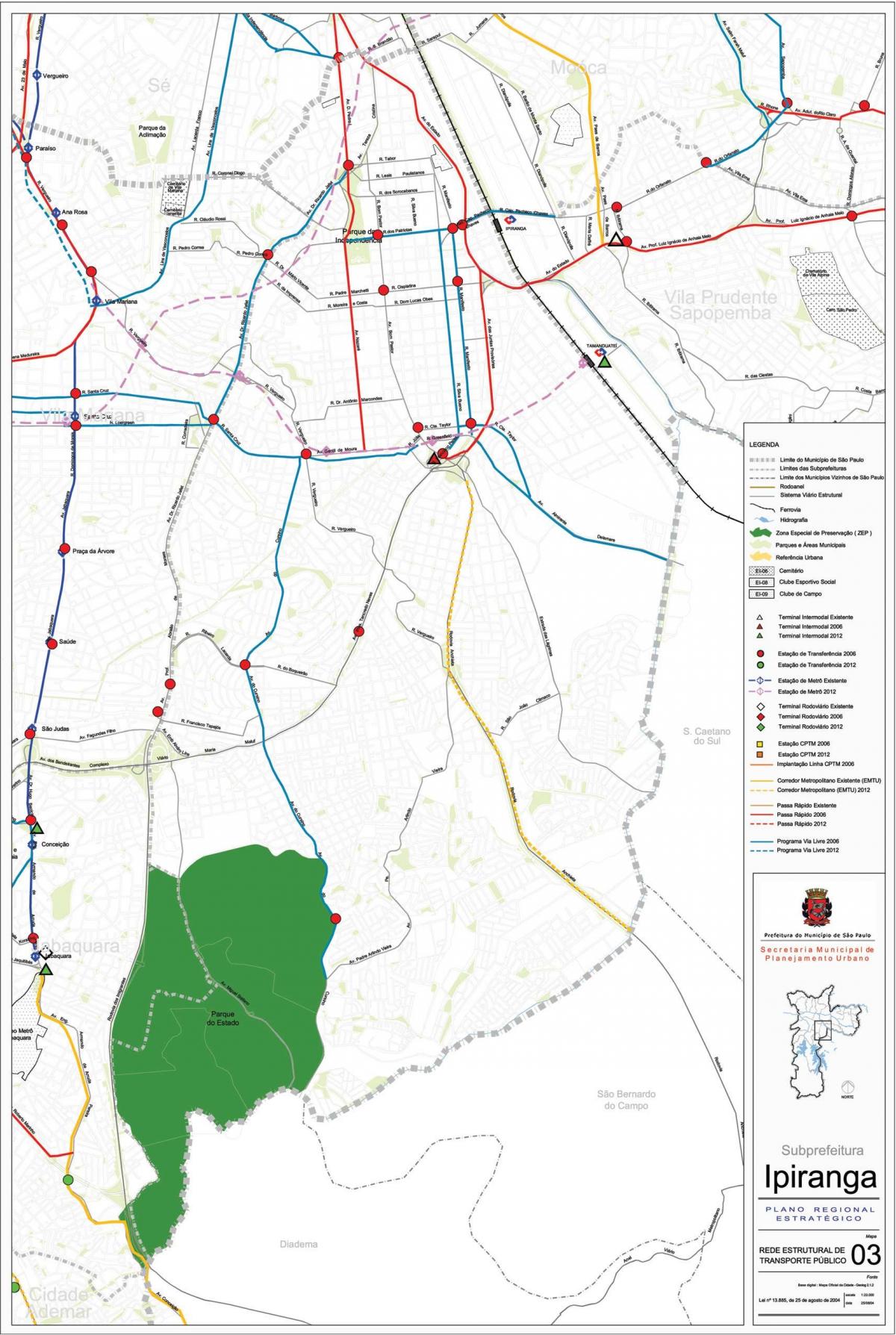 Kart over Ipiranga São Paulo - Offentlig transport
