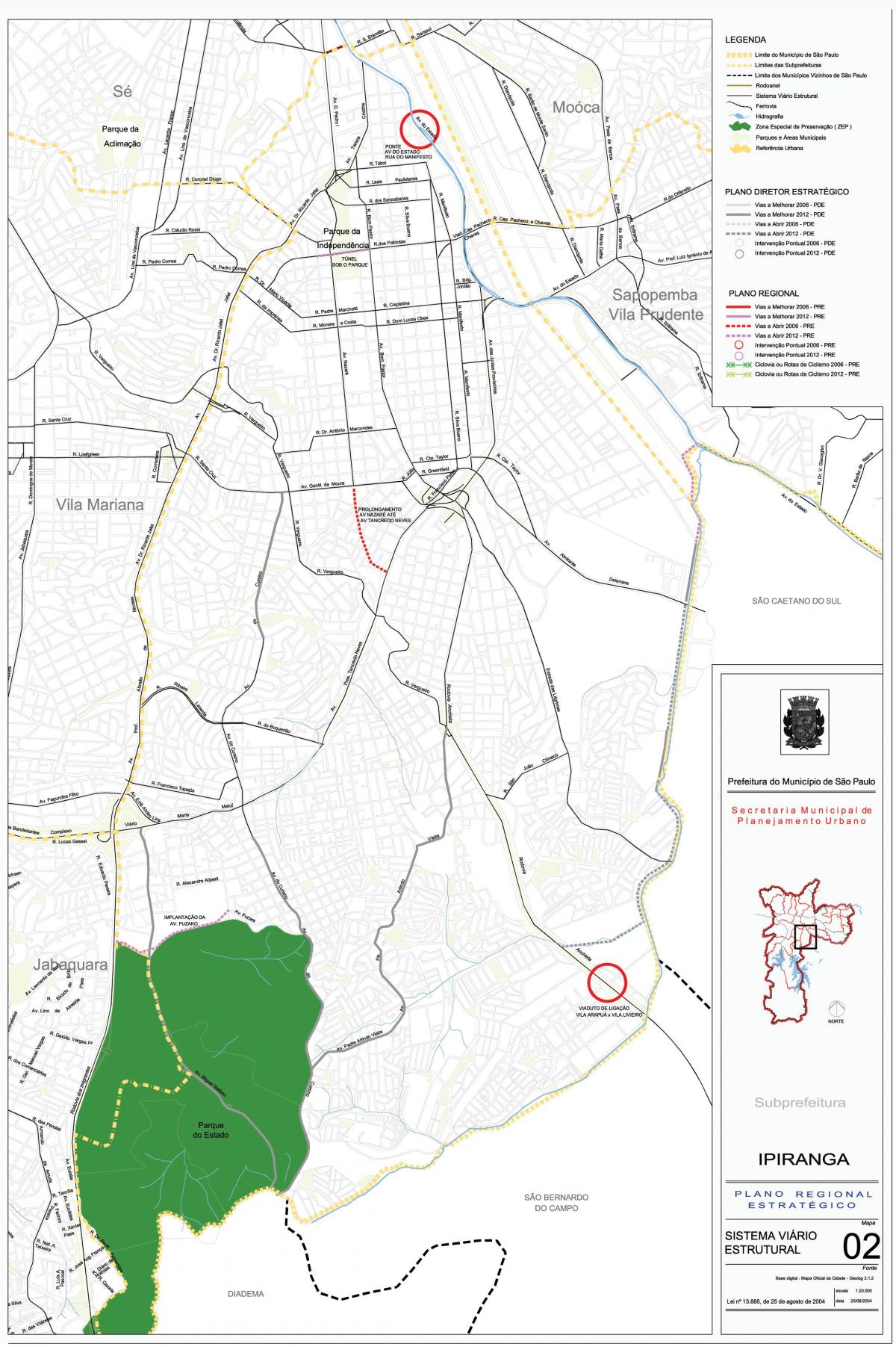 Kart over Ipiranga São Paulo - Veier