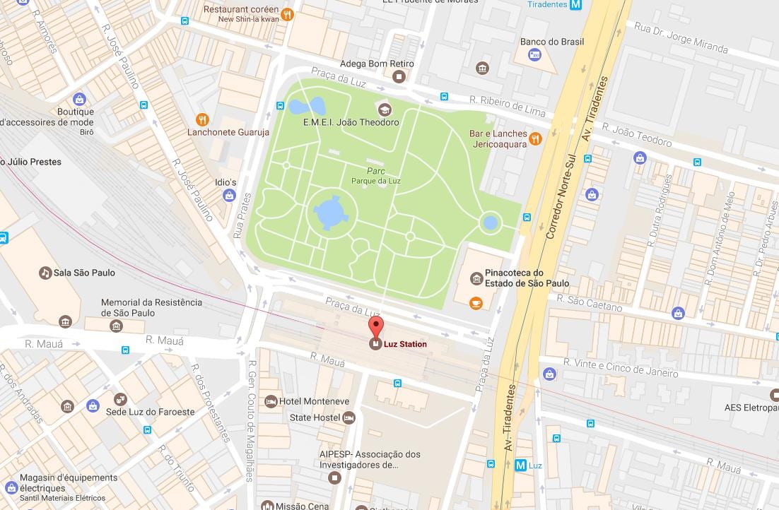 Kart av togstasjonen la Luz São Paulo