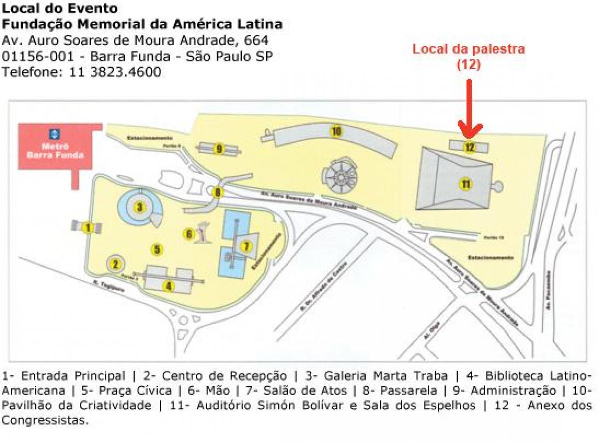 Kart av Latin-Amerika Memorial São Paulo