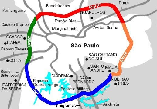 Kart over Mário Covas highway - SP 21