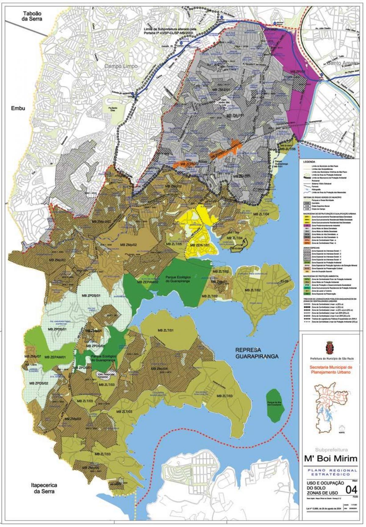 Kart over M'Boi Mirim São Paulo - Okkupasjon av jord
