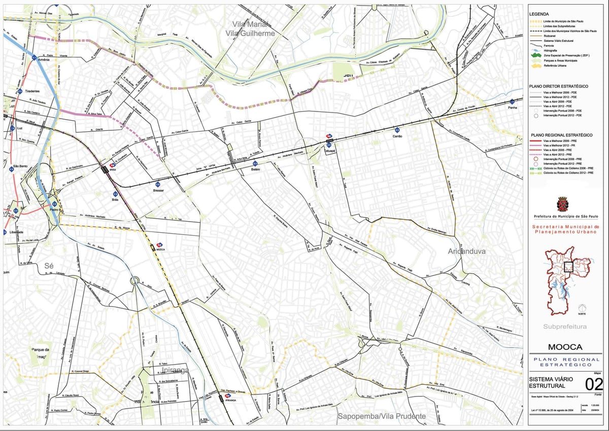 Kart over Mooca São Paulo - Veier