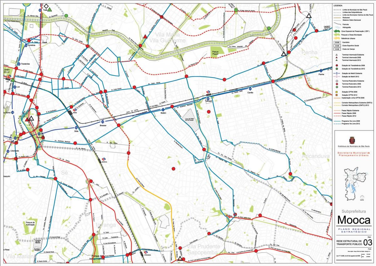 Kart over Mooca São Paulo - Offentlig transport