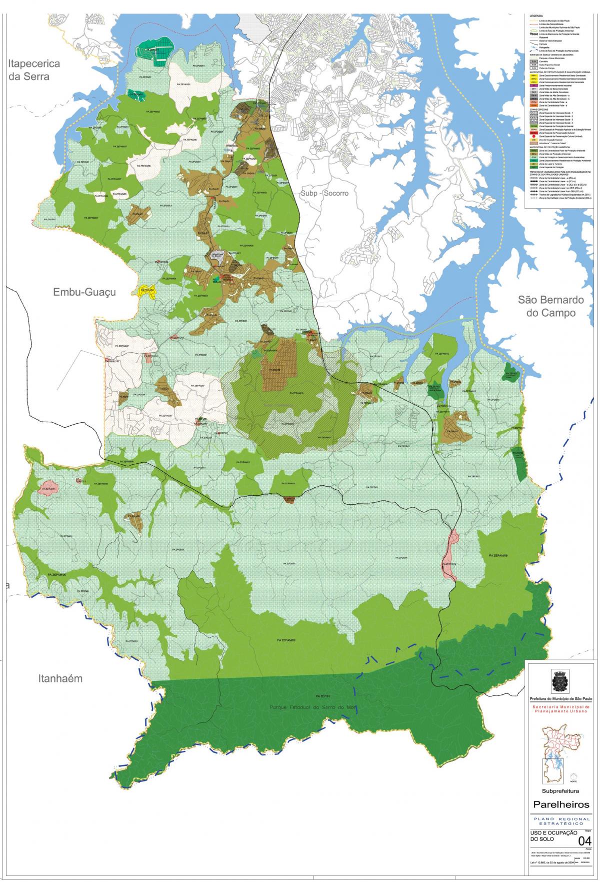 Kart over Parelheiros São Paulo - Okkupasjon av jord