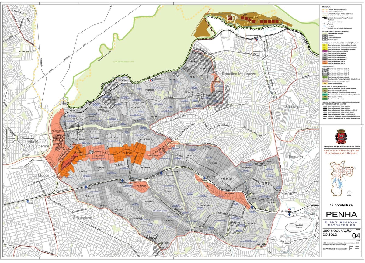 Kart av Penha São Paulo - Okkupasjon av jord