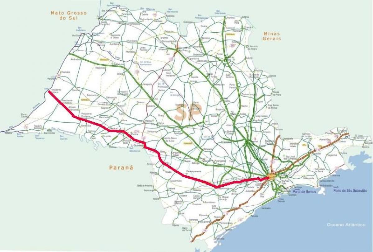 Kart over Raposo Tavares highway - SP 270