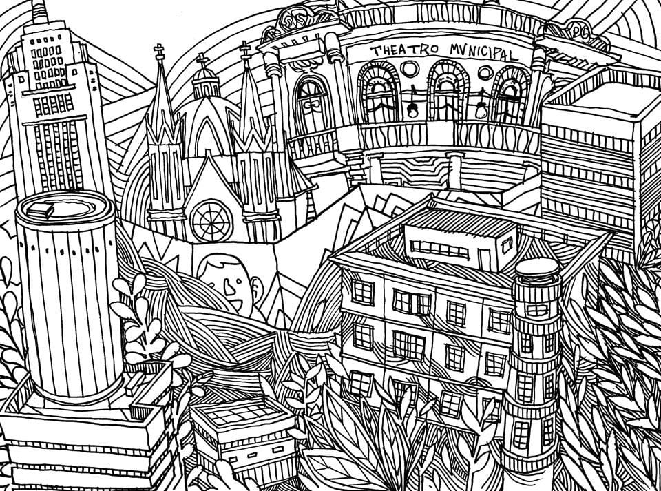 Kart av São Paulo coloring - Downtown