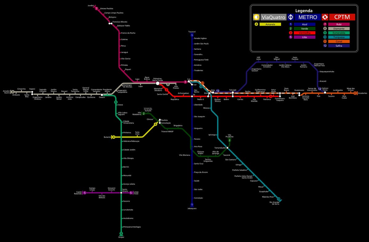 Kart av São Paulo CPTM t