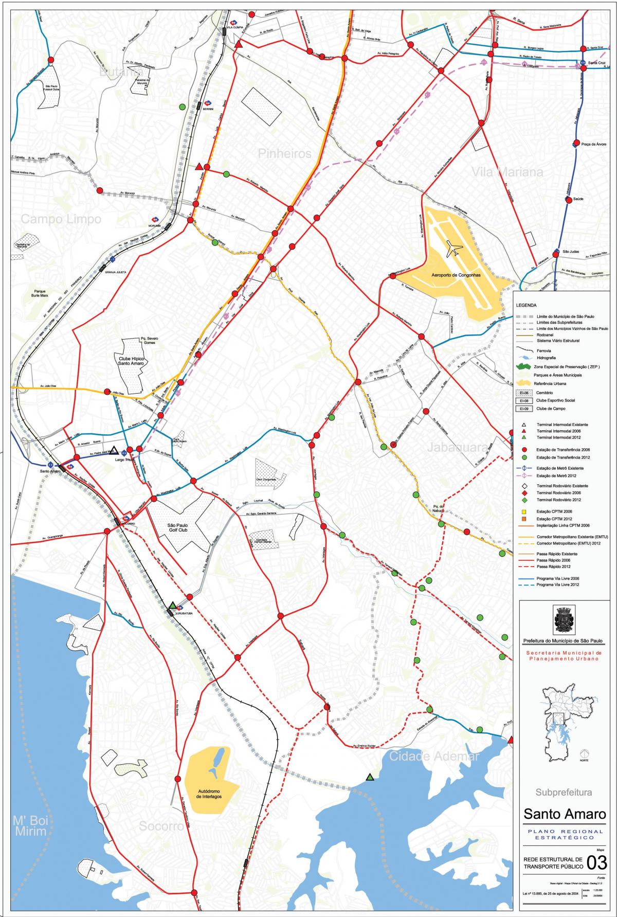 Kart over Santo Amaro São Paulo - Offentlig transport