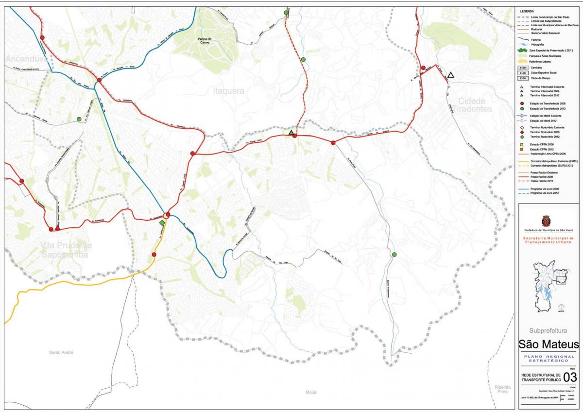 Kart av São Mateus São Paulo - Offentlig transport