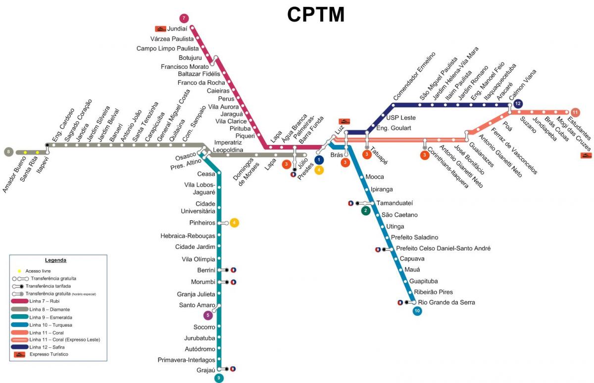 Kart av São Paulo CPTM