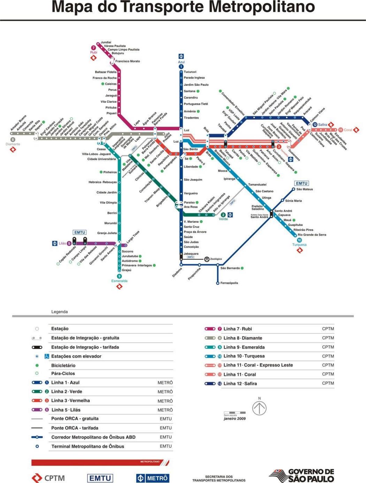 Kart av São Paulo CPTM transport