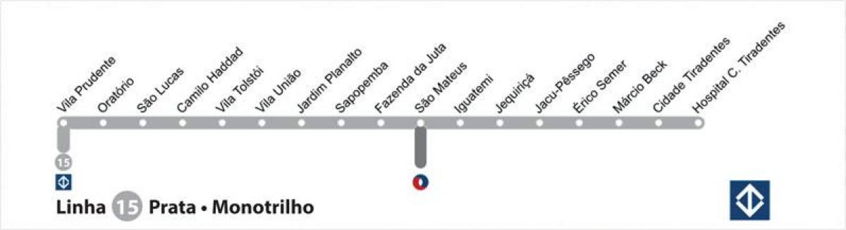 Kart av São Paulo metro - Linje 15 - Sølv