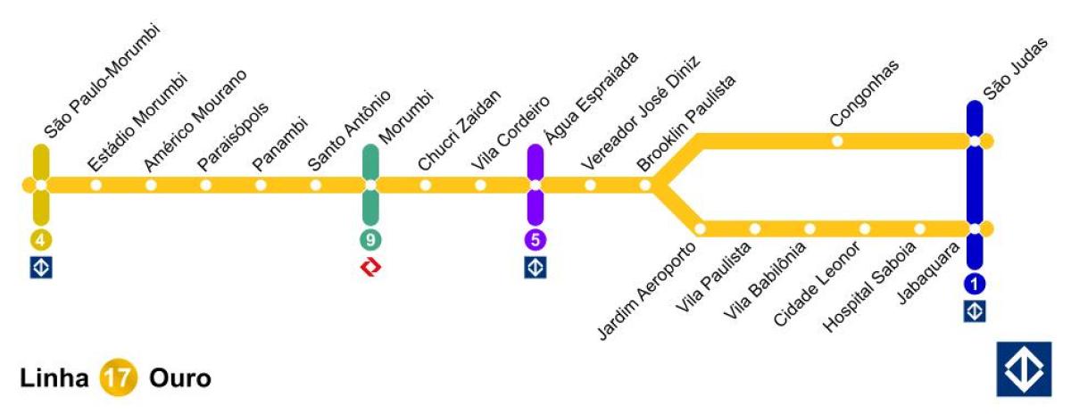 Kart av São Paulo monorail - Linje 17 - Gull
