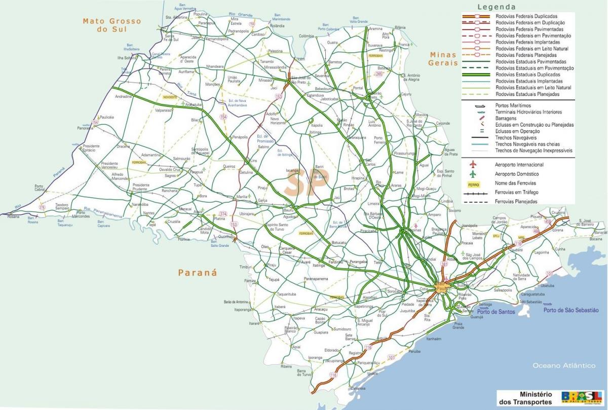 Kart av São Paulo motorveier