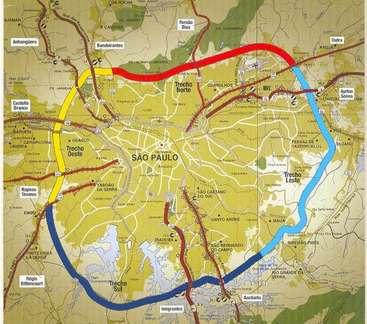 Kart av São Paulo-ringveien