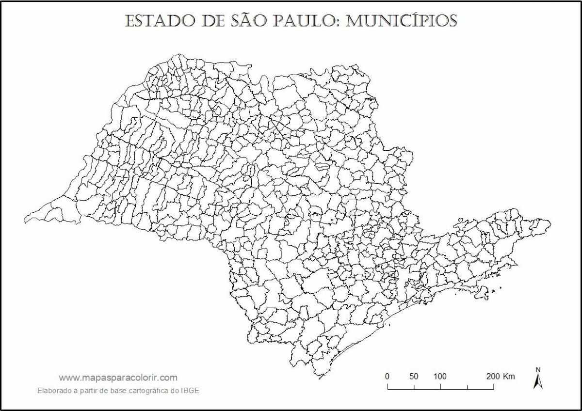 Kart av São Paulo virgin - kommuner