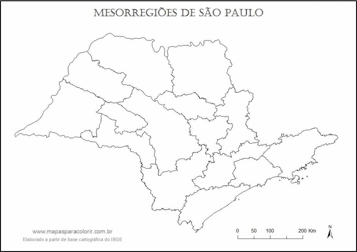 Kart av São Paulo virgin - regioner