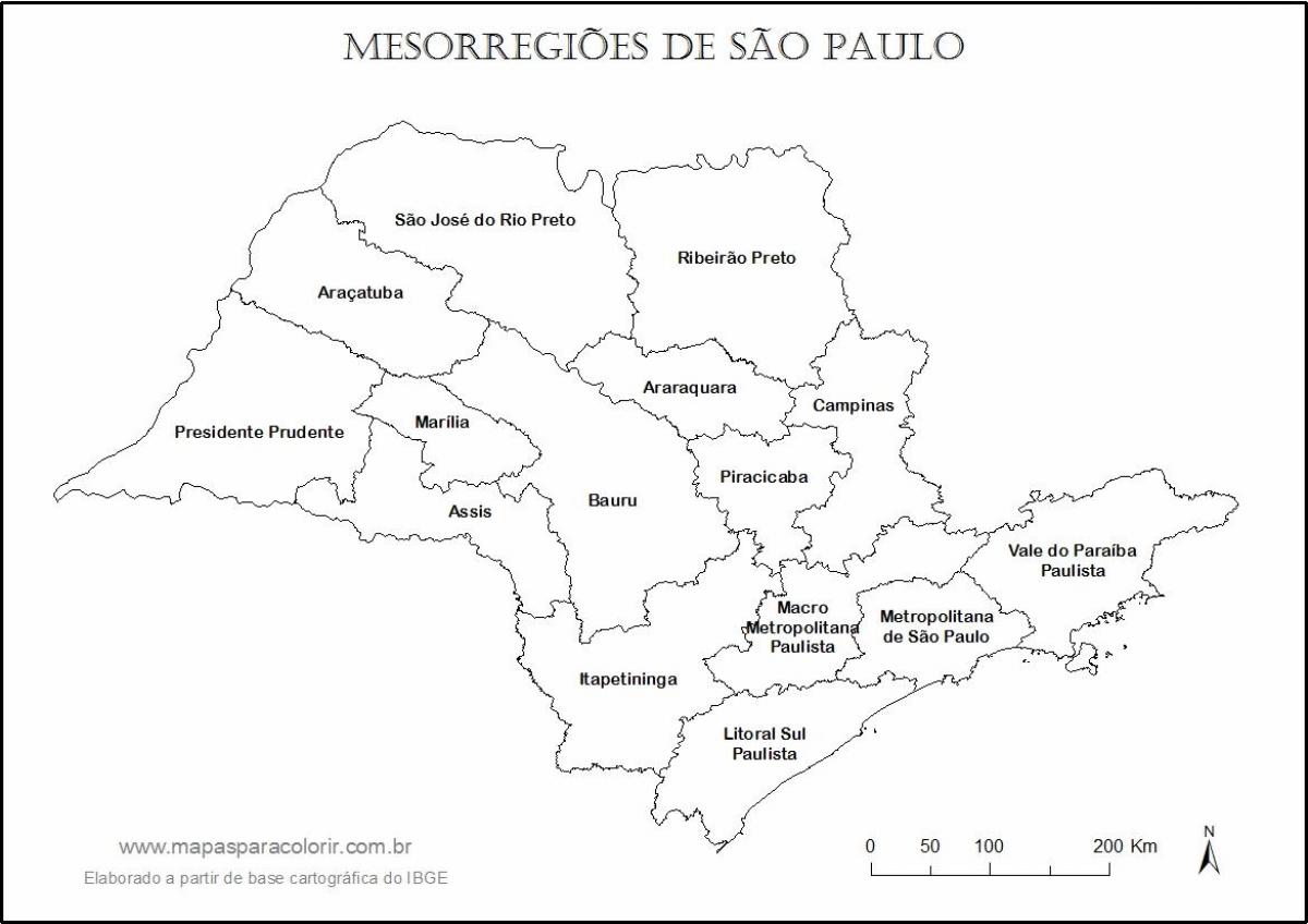 Kart av São Paulo virgin - regioner navn