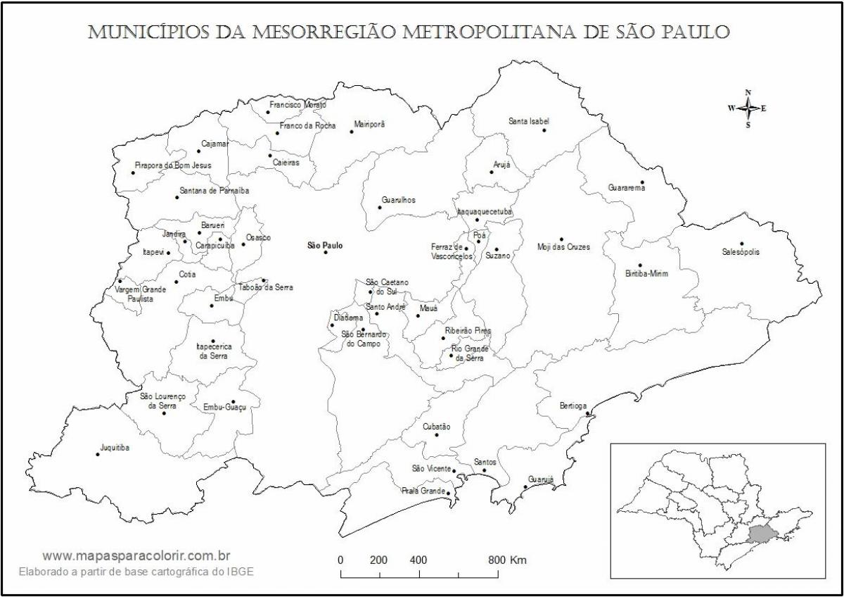 Kart av São Paulo virgin