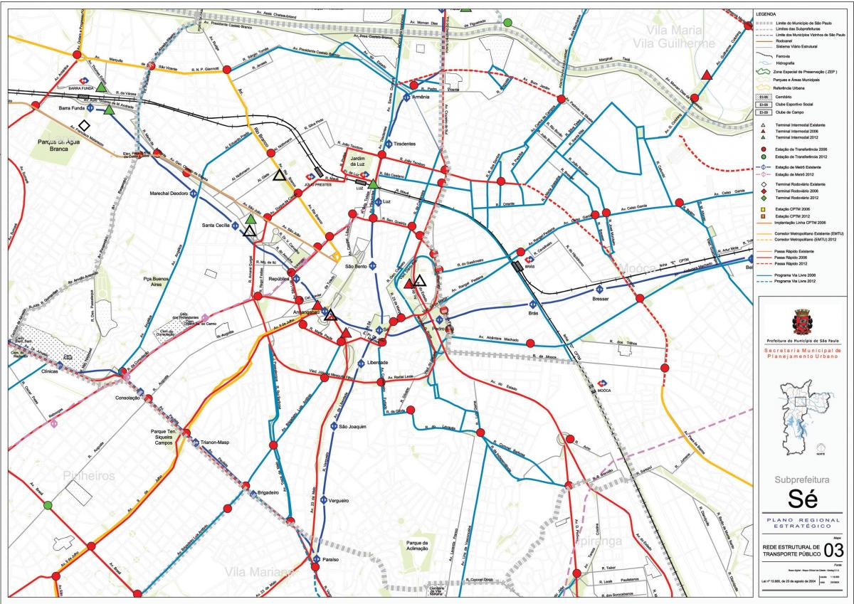 Kart av Sé São Paulo - Offentlig transport
