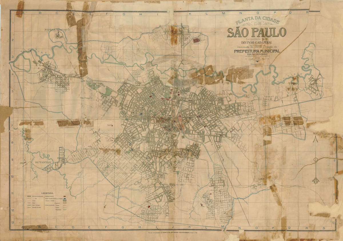 Kart av tidligere São Paulo - 1916