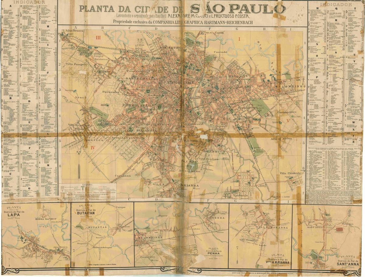 Kart av tidligere São Paulo - 1913